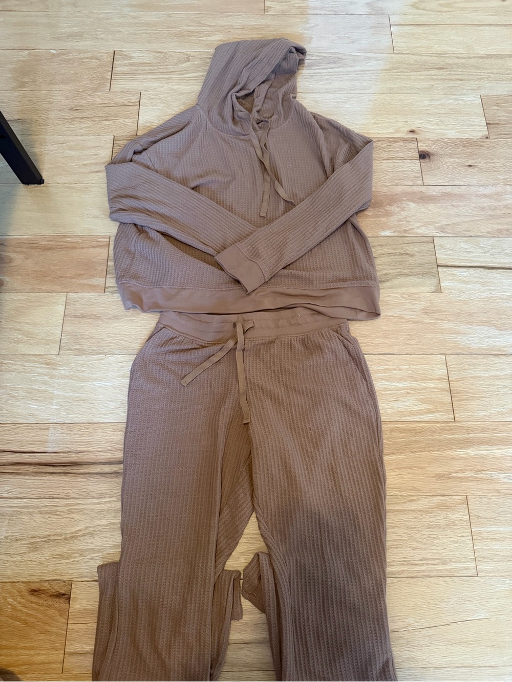 Target Women's Ribbed Hoodie & Joggers Set - Brown